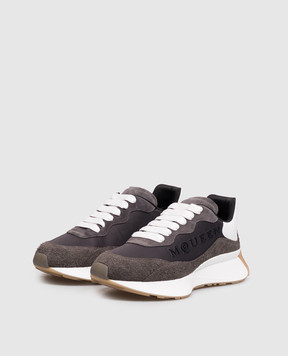 Alexander McQueen Grey combination sneakers with textured logo 841162WIAKC
