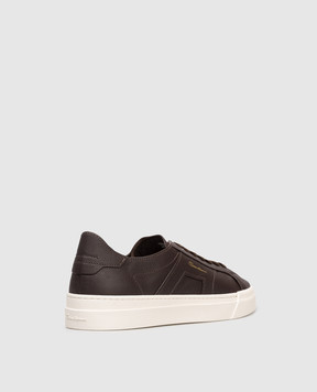 Santoni Brown leather sneakers with logo MBGT21967PNNTSIW