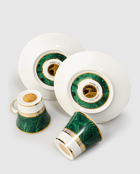 Stefano Ricci Set of green porcelain coffee cups and saucers OTC002MLCH02
