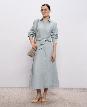 Woolrich Green shirt dress with linen CFWWDR2019FRUT3043