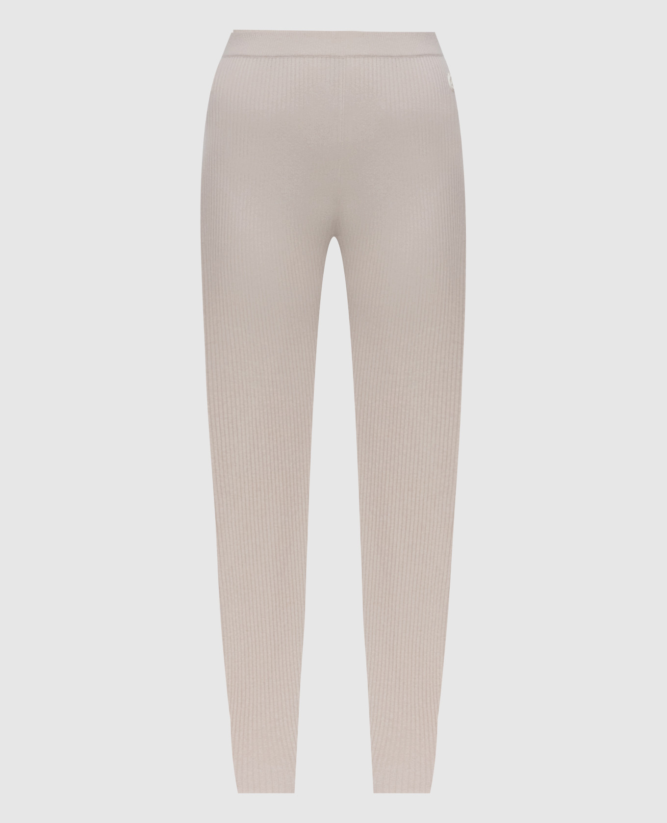 Ivory ribbed wool and cashmere leggings