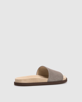 Brunello Cucinelli Gray suede flip-flops MZUSOLY236