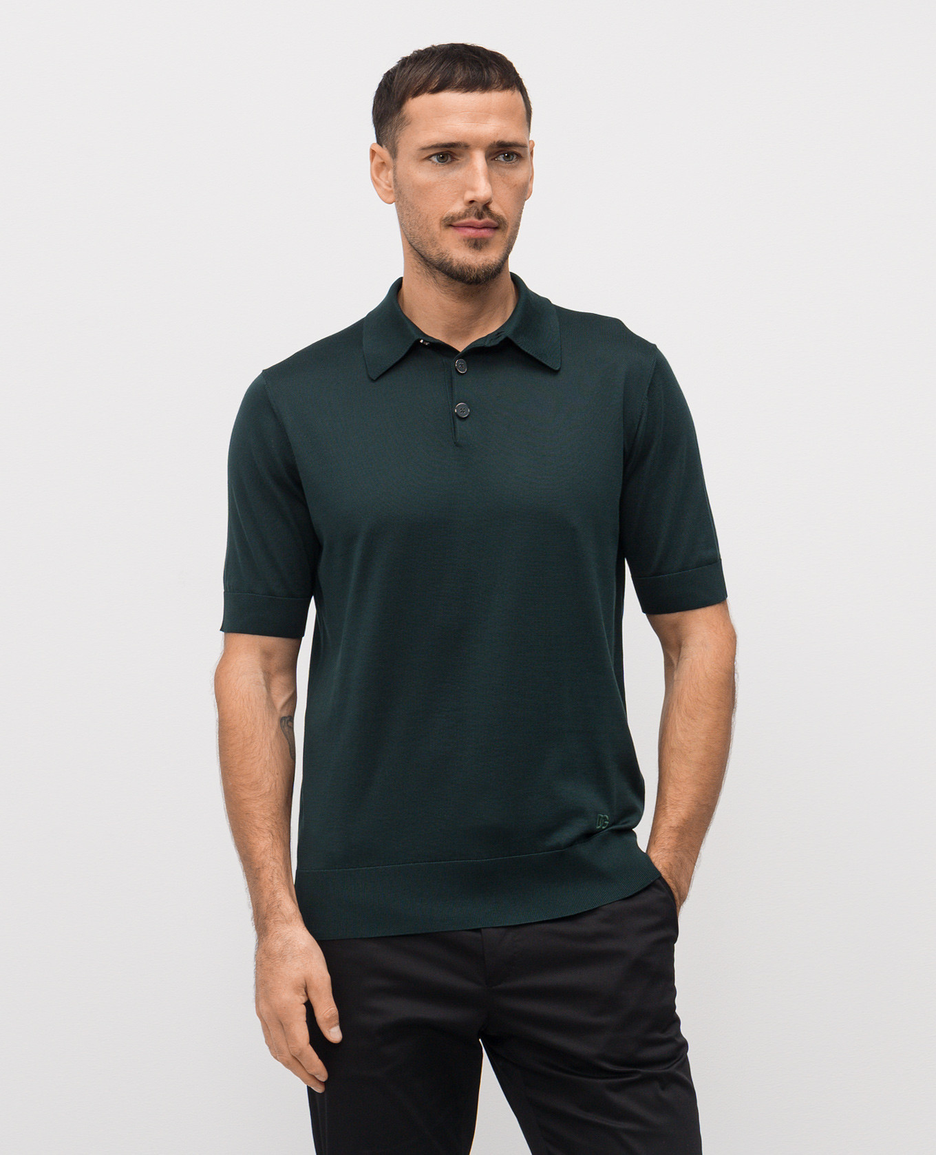 

Green silk polo with logo Dolce&Gabbana