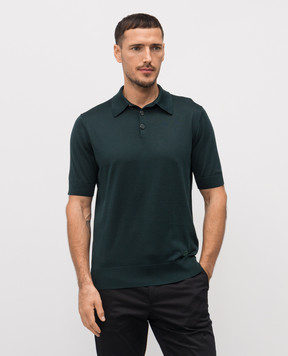 Dolce&Gabbana Green silk polo with logo GXZ02ZJBSO5