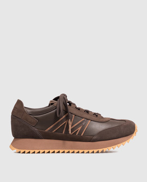 Moncler Pacey2 brown leather sneakers with logo L209A4M00130N0547