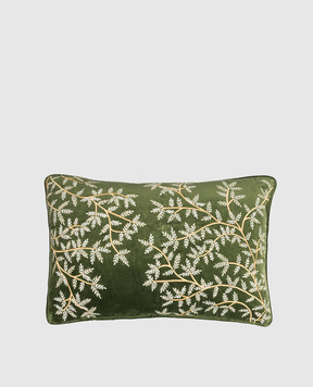 Les Ottomans Green Decorative Velvet Pillow with Silk EBC7740X60