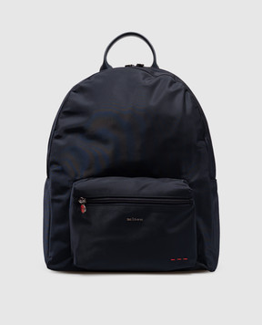 Kiton Blue backpack with metal logo UBA0160N01270