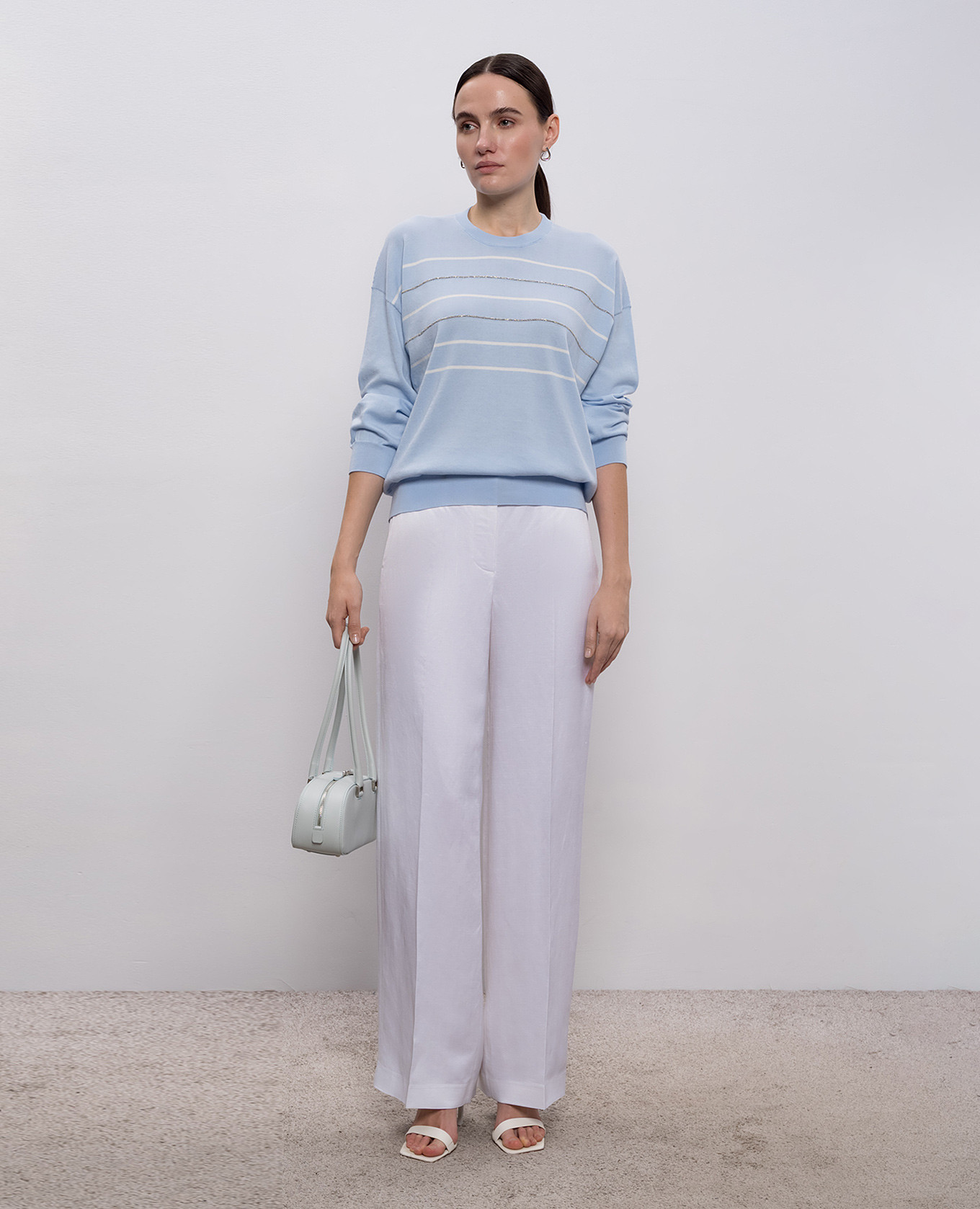 

Blue jumper with monil chain Peserico, Light blue