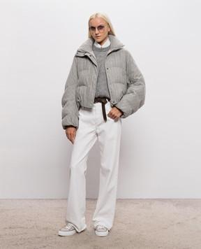 Brunello Cucinelli Gray striped wool down jacket MG5767484