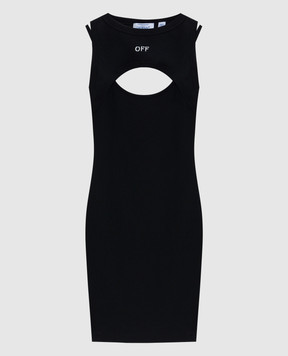 Off-White Black ribbed mini dress with logo 2DB496C99JER001