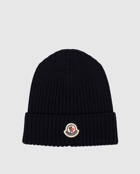 Moncler ENFANT Children's blue wool hat with logo L19543B00006M1131