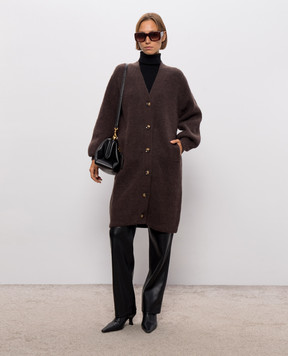 Twinset Brown elongated cardigan with alpaca wool 262LI3QBB