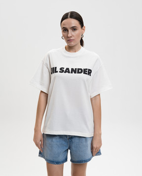 Jil Sander White straight-cut T-shirt with logo J02GC0140J20347
