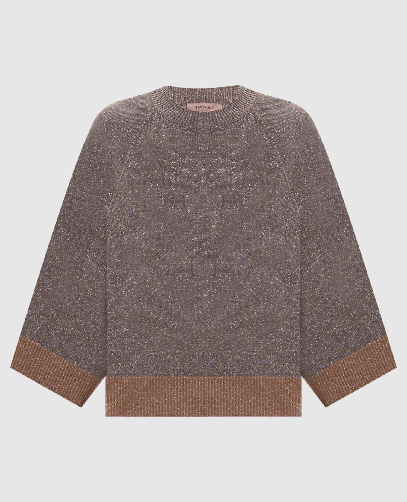 Brown wool and cashmere jumper with lurex