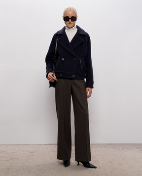 Peserico Blue cropped double-breasted coat with wool and cashmere A2108603197