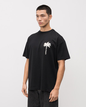 Palm Angels Black T-shirt with contrast logo PMAA072S24JER007