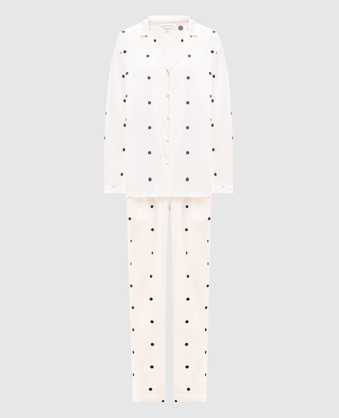 Ivory silk polka dot pajamas