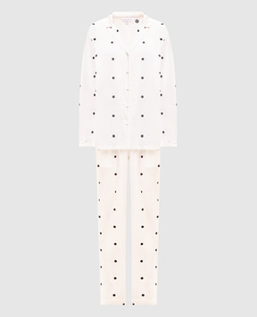 Dore & Rose Ivory silk polka dot pajamas SILKPJSET