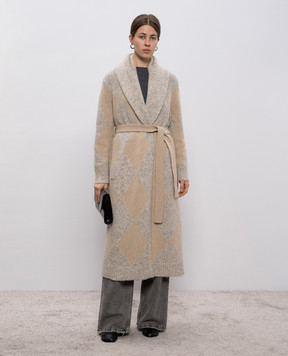 Ballantyne Beige wool cardigan with a pattern B1K3903W023