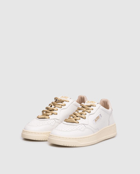AUTRY Medalist white leather sneakers with lurex A1UNAULWSW01