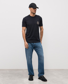 Dolce&Gabbana Blue t-shirt with logo patch G8PT1ZG7PZU