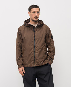 Stone Island Brown windbreaker with logo L1S154100001S0A23