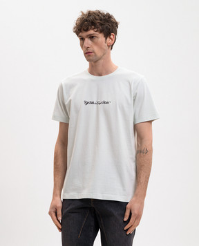 Off-White Green Script Arrow Embroidered T-Shirt 44MAA027S26J002
