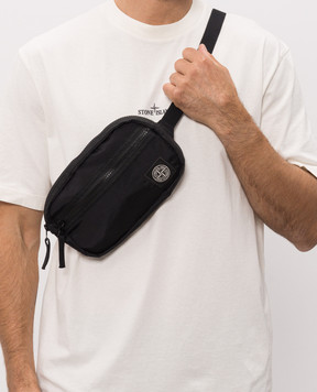 Stone Island Black belt bag with logo patch L2S159200014S0251