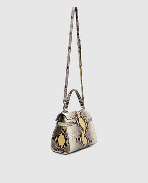 Gianni Notaro Leather satchel bag with reptile leather embossing 099PITSTAMPNIKEL