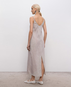 Momoni Ximena beige linen dress MODR03116MO