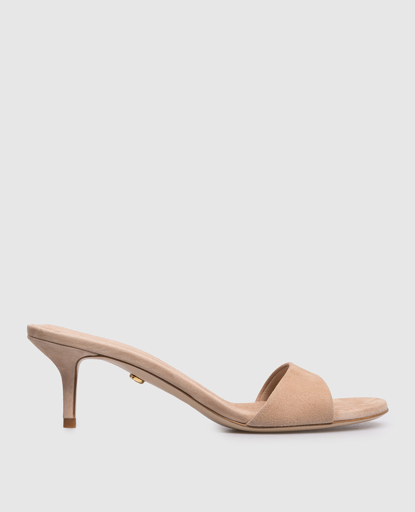 Beige suede mules