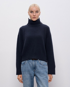 Brunello Cucinelli Blue cashmere sweater with monil chain M12720914