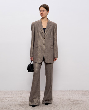 Twinset Beige wool flared pants with lurex 252TT2161