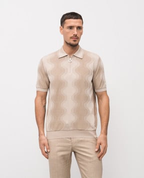 Stefano Ricci Beige silk polo with emblem K818105P31F26171
