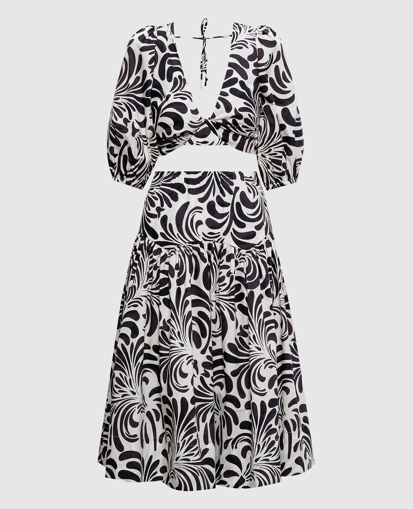 

Contrast print top and skirt suit Twinset, Beige