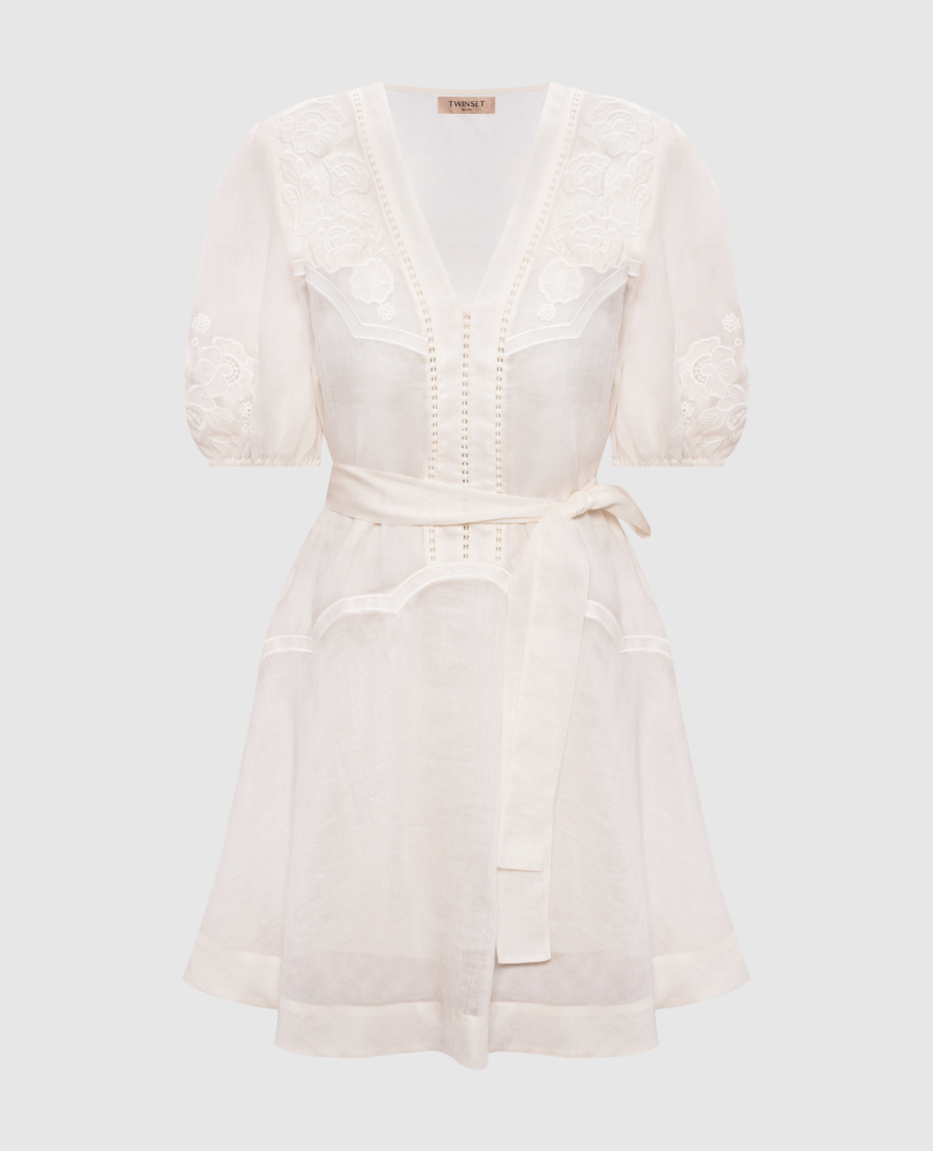 

White dress with broderie embroidery Twinset