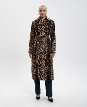 Babe Pay Pls Double-breasted leather coat in animal print 2517PONI