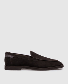 Brunello Cucinelli Dark brown suede loafers with monil chain MZSFG3300P
