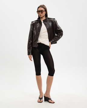 Babe Pay Pls Brown leather jacket with accent shoulders 2407ИЗМLUCAS