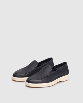 Santoni Blue leather loafers WUYA71436TISSWKA