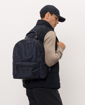 Kiton Blue backpack with metal logo UBA0160N01270