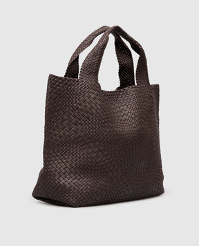 Alma Tonutti Dark brown leather woven tote bag 5324