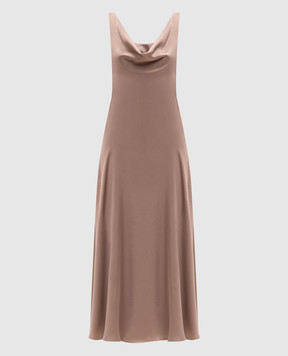 Brunello Cucinelli Beige silk midi dress MB179A5480