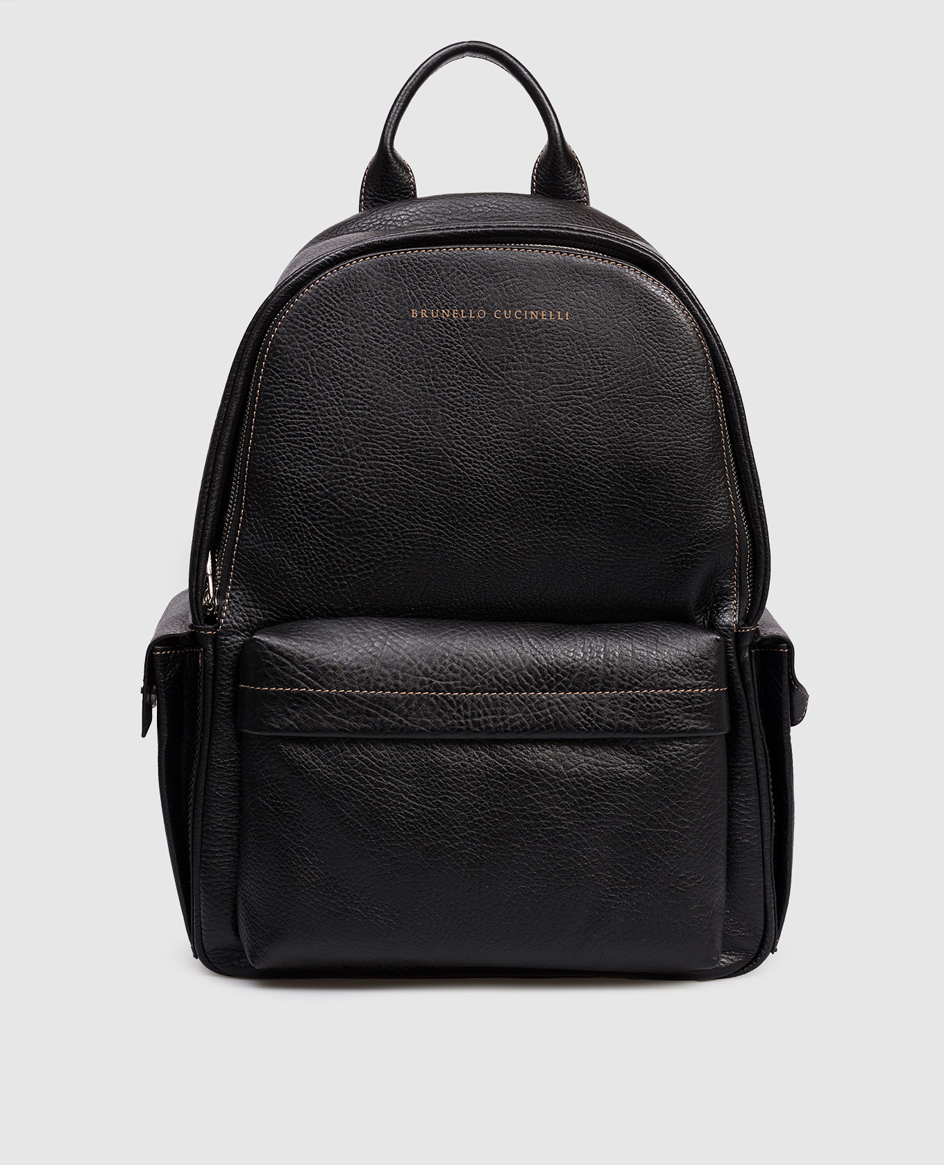 

Black leather backpack with logo Brunello Cucinelli