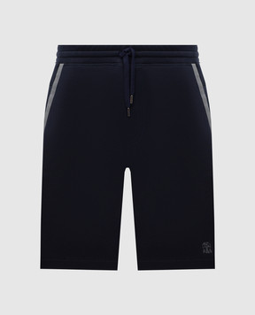 Brunello Cucinelli Blue shorts with logo print MM8433103G