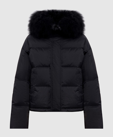 Black down jacket with fur