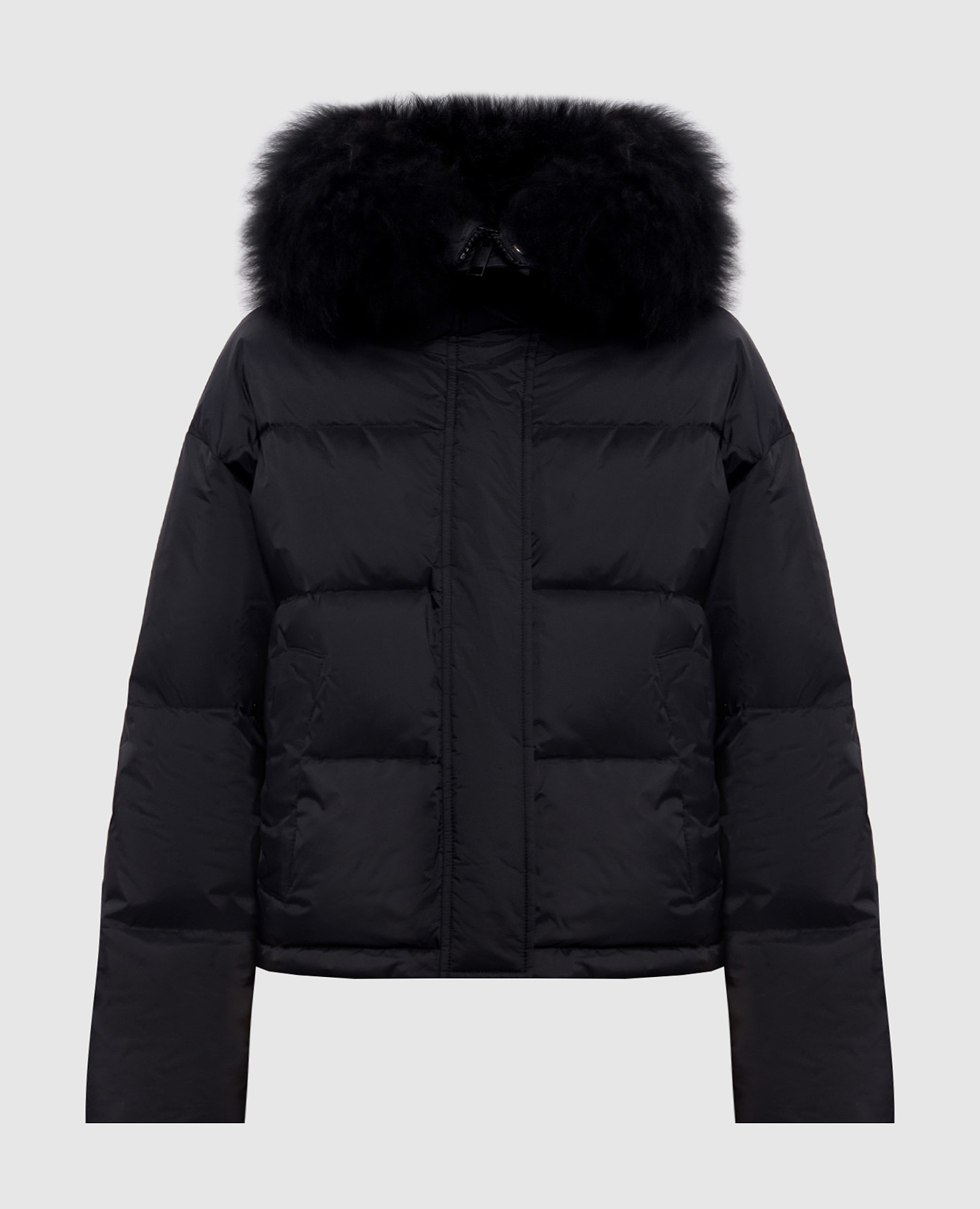 Black down jacket with fur