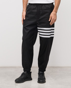 Thom Browne Black joggers with branded stripes MTU349CF1095