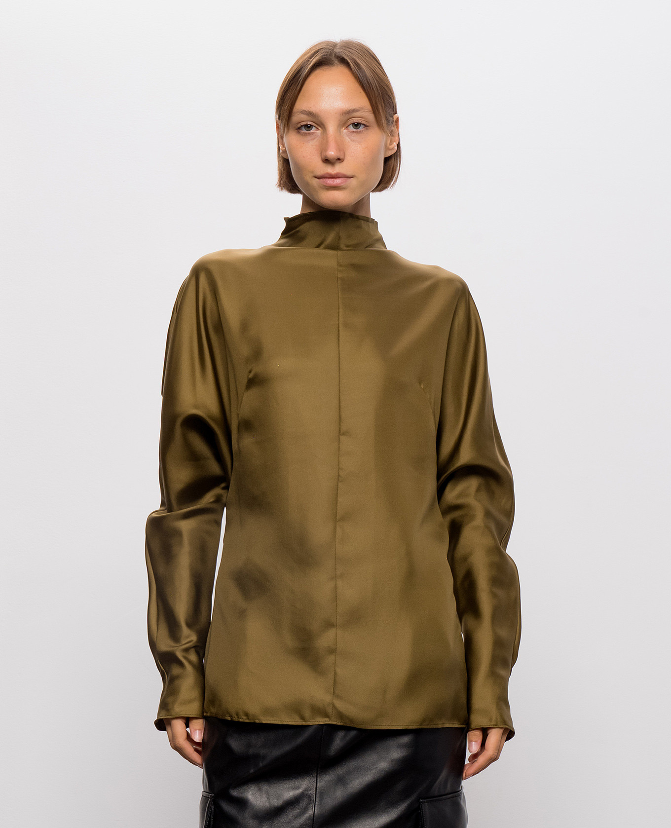 Khaki silk blouse Thierry Mugler 3