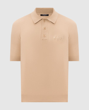 Balmain Beige polo shirt with logo embroidery HH1GB045KK24